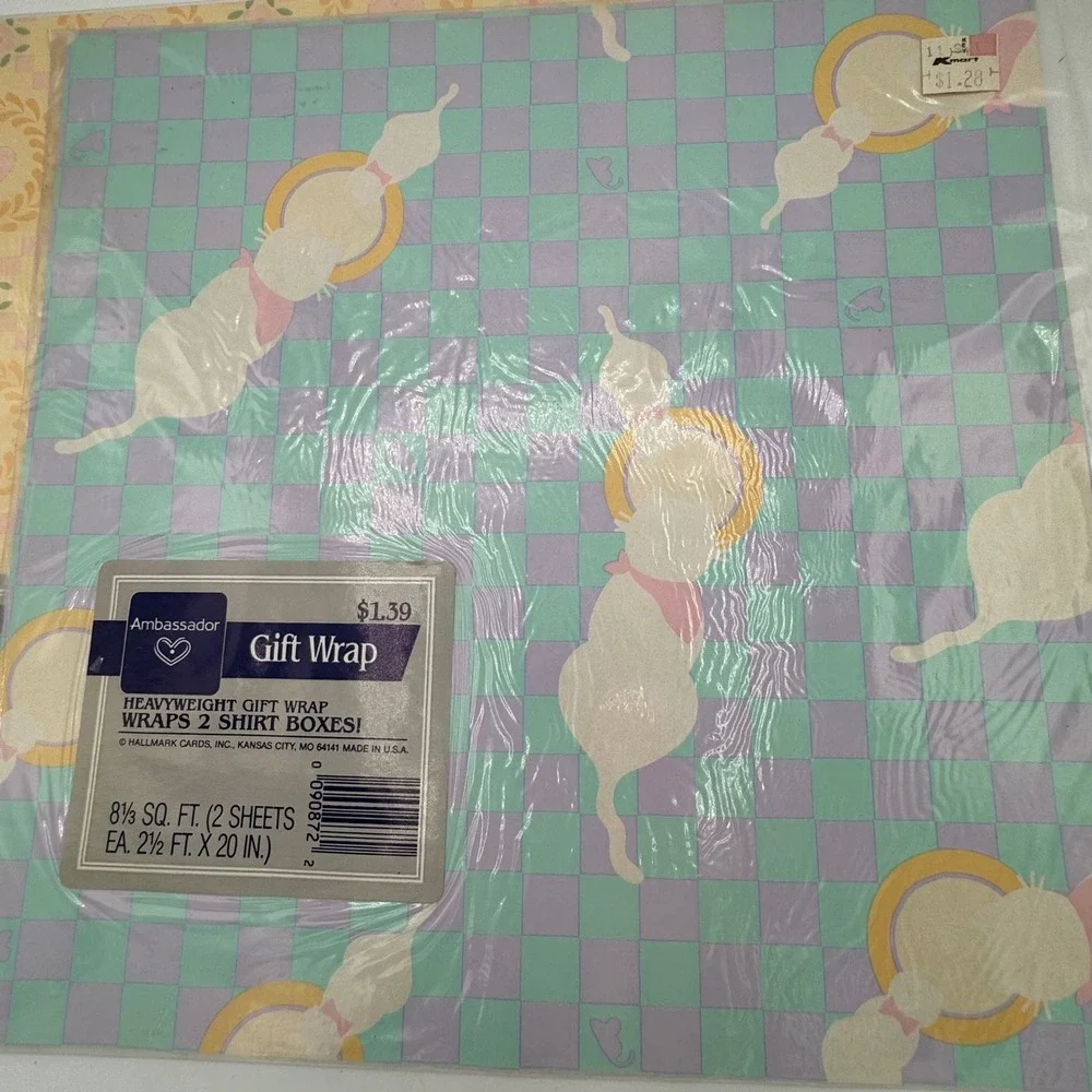 Vtg Ambassador Hallmark Gift Wrap Lot 10 Packs Carousel Sheep Cats Floral Star